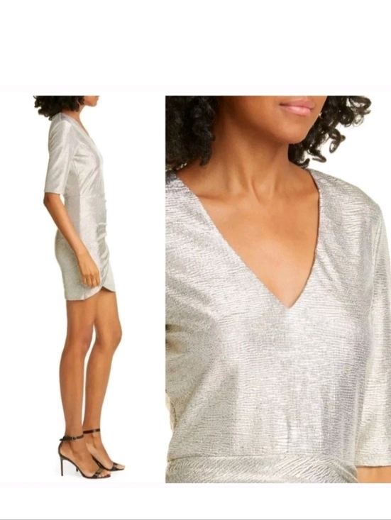 Alice + Olivia Judy dress with metallic V-Neck Mini Dress 0 New without tags. - Picture 6 of 16